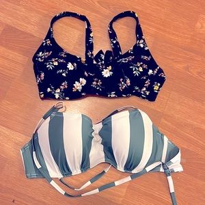 DD bikini tops floral and stripes